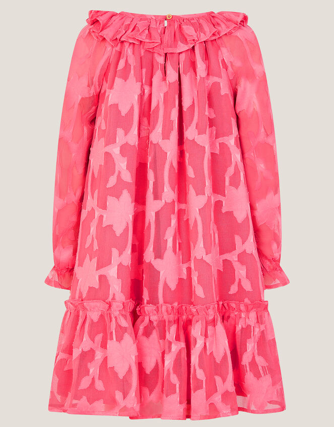 Floral Burnout Long Sleeve Dress, Pink (PINK), large