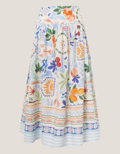 Monsoon x Charlie Taylor Printed Midi Skirt, White (WHITE), large