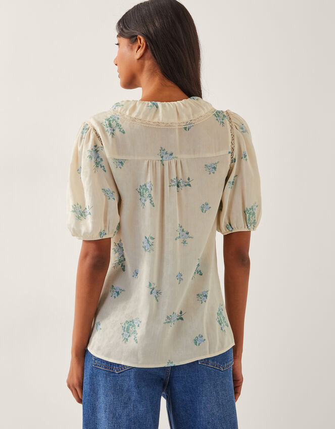 Sorcha Floral Short Sleeve Shirt, Ivory (IVORY), large