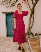 Meera Broderie Midi Dress, Pink (PINK), large