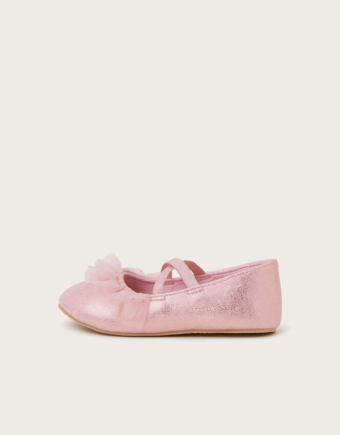 Baby Metallic Ruffle Walker Shoes, Pink (PINK), large