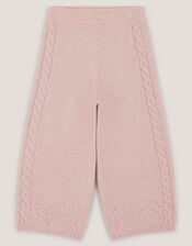 High Waist Cable Knit Trousers, Pink (PINK), large
