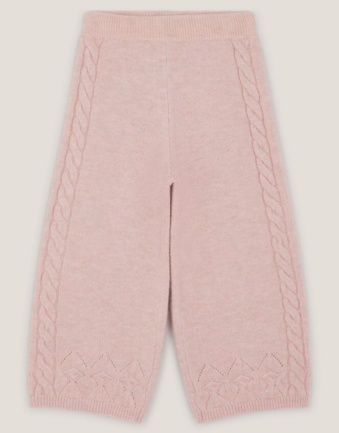 High Waist Cable Knit Trousers, Pink (PINK), large