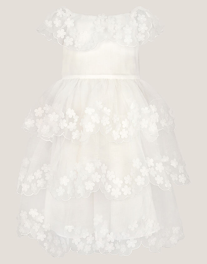 Rebecca Appliqué Floral Scallop Dress, Ivory (IVORY), large