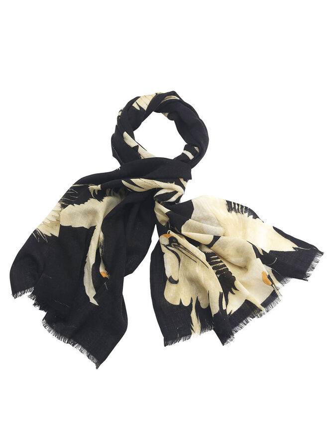 One Hundred Stars Stork Print Wool Scarf, , large