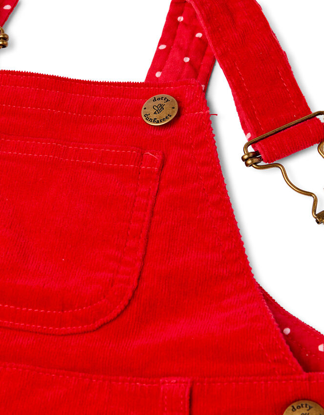Dotty Dungarees Corduroy Dungarees, Red (RED), large