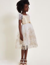Land of Wonder Puff Sleeve Princess Steeple Dress, Natural (CHAMPAGNE), large