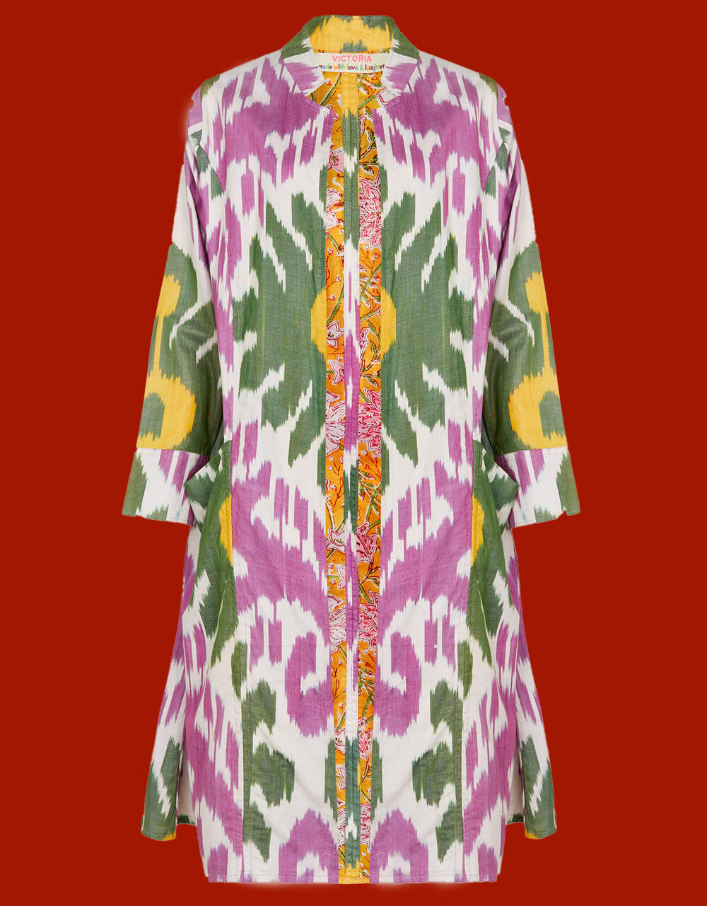 Women Women's Clothing | La Galeria Elefante Ikat Rebecca Coat Pink - RD55784