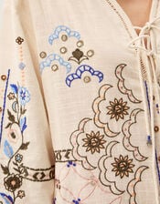 Julie Embroidered Midi Kaftan, Ivory (IVORY), large