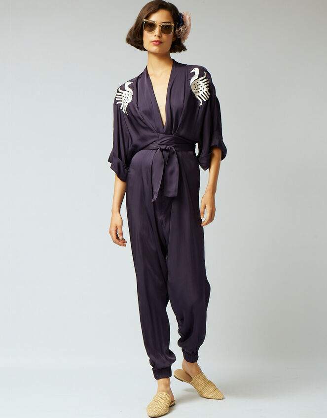 Tallulah and Hope Gloria Embroidered Jumpsuit, Blue (NAVY), large