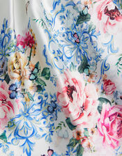 Baby Rose Floral Satin Dress, Ivory (IVORY), large