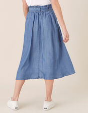 Belted Midi Skirt in LENZING™ TENCEL™, Blue (DENIM BLUE), large