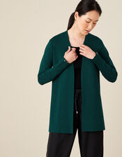 Zip Cuff Longline Cardigan, Teal (TEAL), large