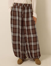 Maya Check Print Balloon Trousers, Brown (BROWN), large