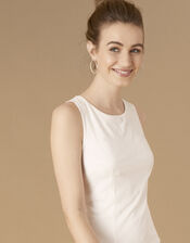Dora Removable Cape Midi Bridal Dress, Ivory (IVORY), large