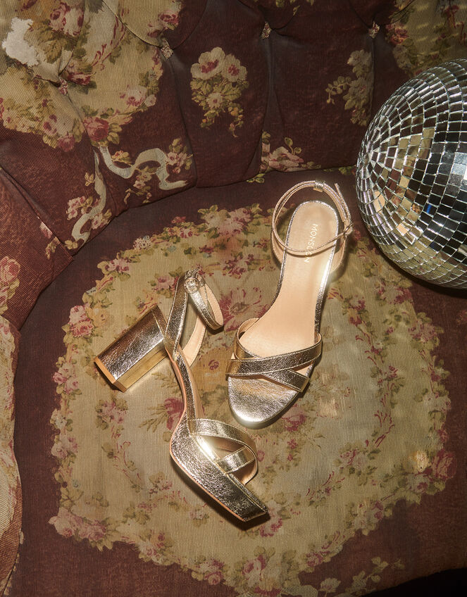 Metallic Platform Occasion Heeled Sandals Gold Occasion Shoes Monsoon UK.