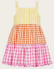 Baby Gingham Colour Block Dress, Multi (MULTI), large