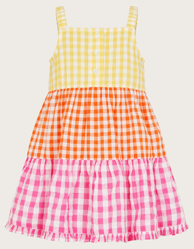 Baby Gingham Colour Block Dress, Multi (MULTI), large