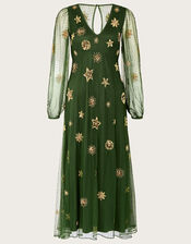 Vanessa Star Sequin Midi Dress, Green (GREEN), large