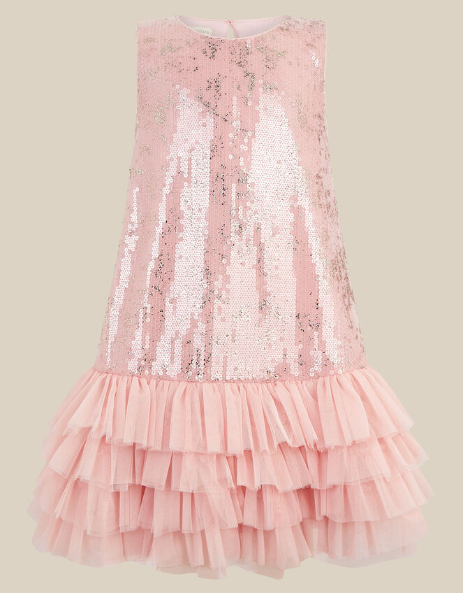 Sofia Sequin Ruffle Party Dress, Pink (PINK), large