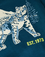Snow Leopard Varsity Sweatshirt, Blue (BLUE), large