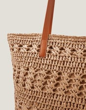 Amber Raffia Crochet Tote Bag, , large