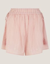 Eliza Embroidered Cotton Shorts, Pink (PINK), large