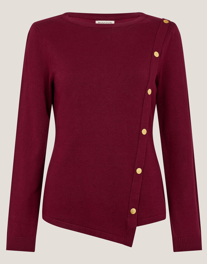 Bonnie Asymmetrical Button Jumper, Red (CHERRY), large