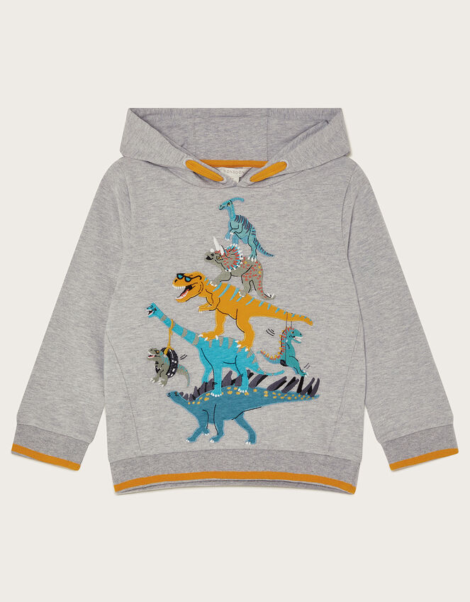 Dinosaur Hoodie, Grey (GREY), large