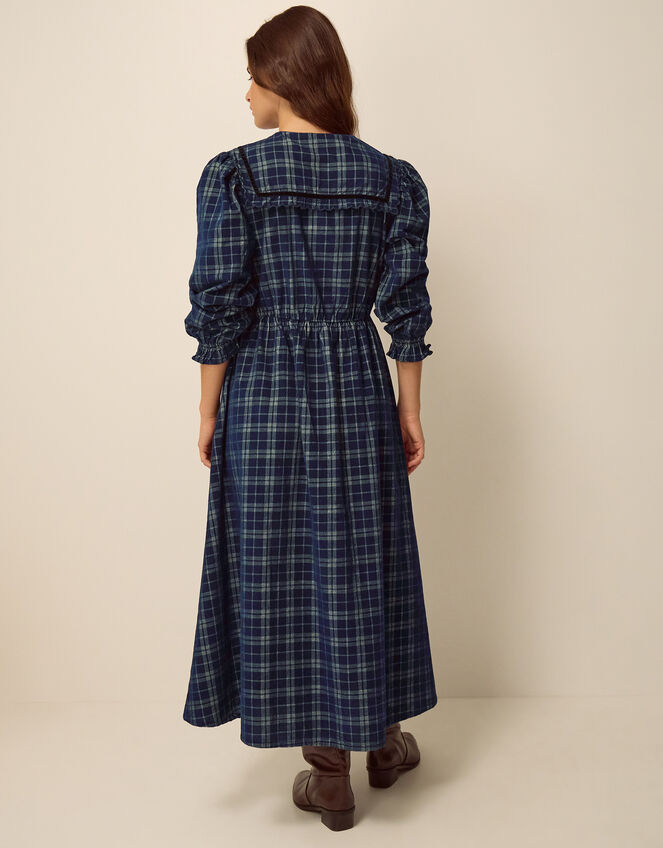 Ruth Check Corduroy Midi Dress, Blue (NAVY), large