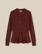 Kay Collar Cardigan, Cognac (COGNAC), large