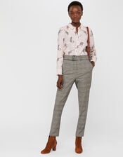 Ettie Check Wide Leg Trousers, Grey (GREY), large