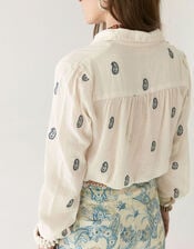 Maison Hotel Dylan Paisley Embroidered Shirt, Ivory (IVORY), large