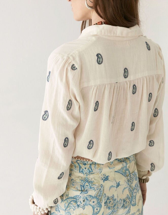 Maison Hotel Dylan Paisley Embroidered Shirt, Ivory (IVORY), large