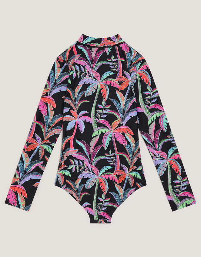 Tropical UPF50+ Long Sleeve Swimsuit, Black (BLACK), large