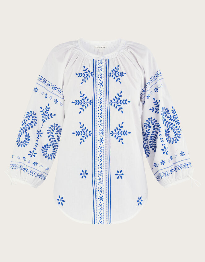 Embroidered Shirt, White (WHITE), large