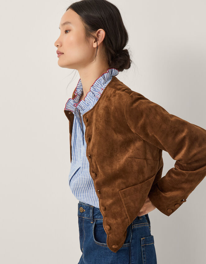 Isla Faux Suede Jacket, Brown (BROWN), large