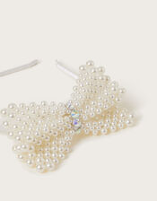 Pearl Beaded Bow Headband, , large
