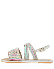 Allie Silver Beaded Sandals, Silver (SILVER), large