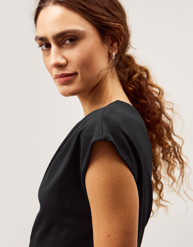 Tilly Asymmetrical Shoulder Midi Dress, Black (BLACK), large