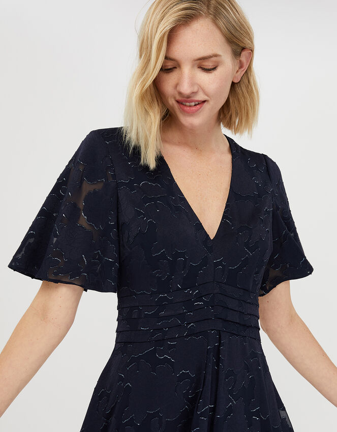 Laurina Burnout Pattern Short Dress, Blue (NAVY), large