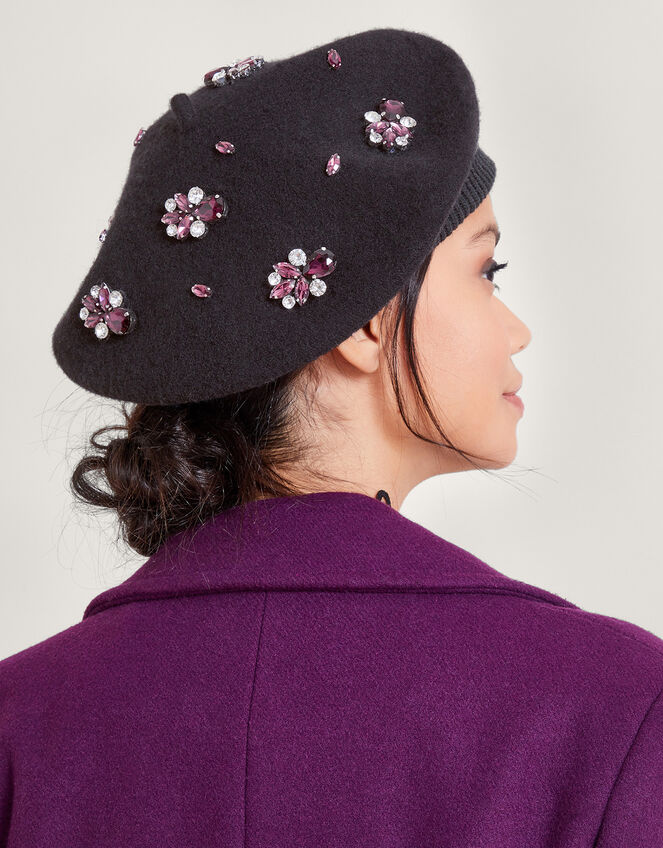 Diamante Wool Beret, , large