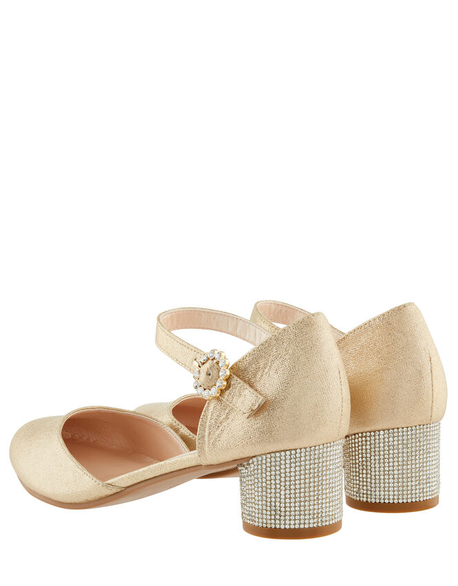 Abigail Diamante Heel Shoes, Gold (GOLD), large