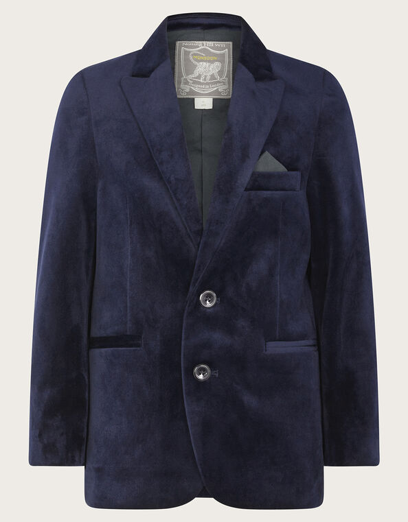 Velvet Blazer, Blue (NAVY), large