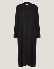 Sade Zip Longline Cardigan, Black (BLACK), large