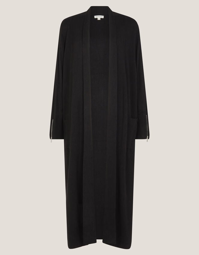 Sade Zip Longline Cardigan, Black (BLACK), large