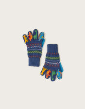 Dinosaur Novelty Gloves, Blue (BLUE), large