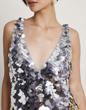 Gloria Ombre Sequin Dress, Silver (SILVER), large