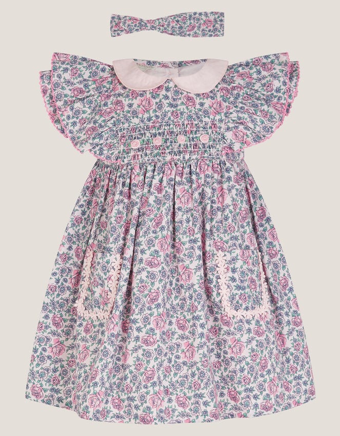 Baby Savannah Floral Dress & Headband Set, Pink (PINK), large