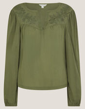 Fila Floral Embroidered Blouse, Green (GREEN), large